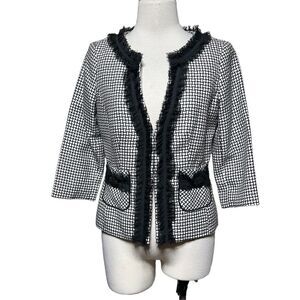 White House Black Market .3/4 Sleeve Tulle Embellished Jacket Size 4